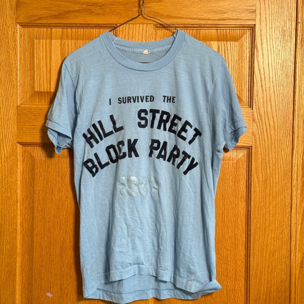 Vintage Screen Stars Sky Blue T-Shirt with Dark Blue Velvet Lettering